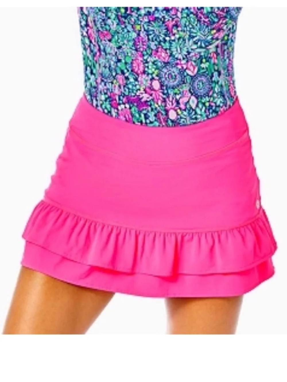 Lilly Pulitzer luxletic Fern Ruffle Skort in Pink Grenadine Size Small